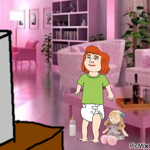 Elizabeth and her ragdoll watch TV - δωρεάν png