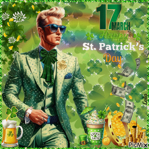 17. March. Happy St. Patricks Day. Man - Free animated GIF