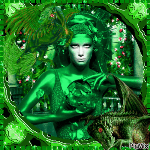 Green Fantasy Woman - Gratis animeret GIF