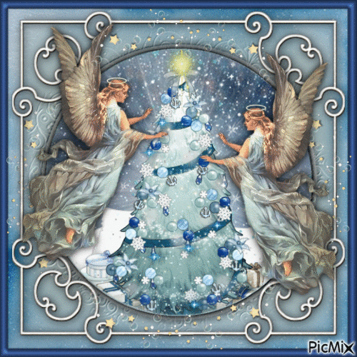 Christmas Tree and Angels - Besplatni animirani GIF