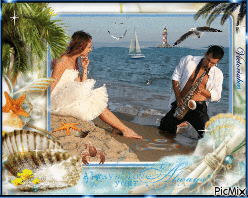 Music on the beach - Besplatni animirani GIF