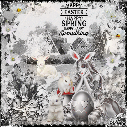 Happy Easter, spring, everything - GIF animé gratuit