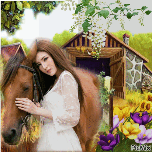 FEMME ET CHEVAL - Free animated GIF