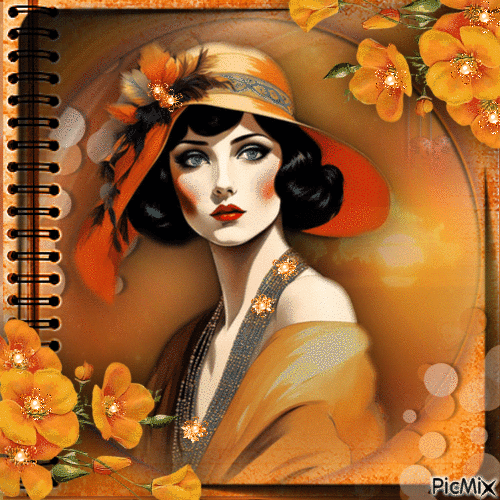 Porträt in oranger Farbpalette - Gratis geanimeerde GIF