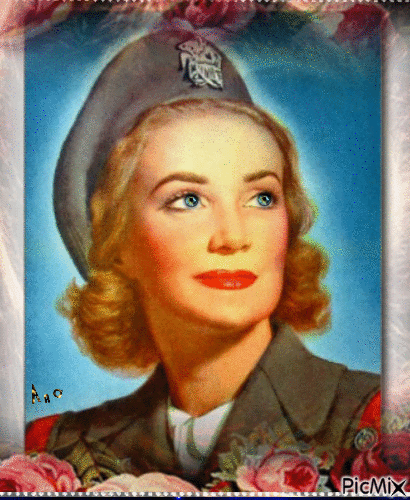 Vintage Mulher Militar - Darmowy animowany GIF