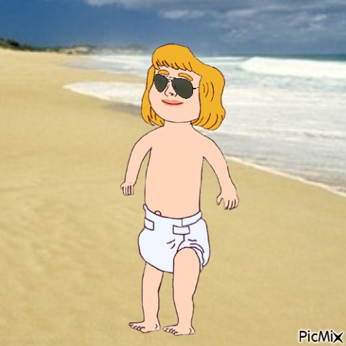 Blonde baby at beach - Free PNG