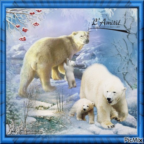 ours polaires en familles - Бесплатни анимирани ГИФ