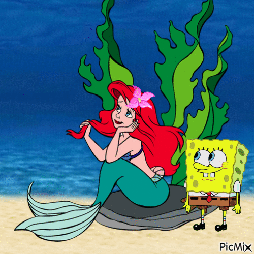 Spongebob and Ariel (5) - Animovaný GIF zadarmo