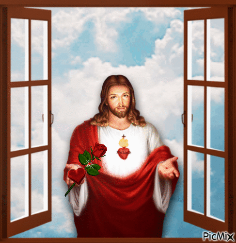 Jesus rose heart - GIF animado gratis
