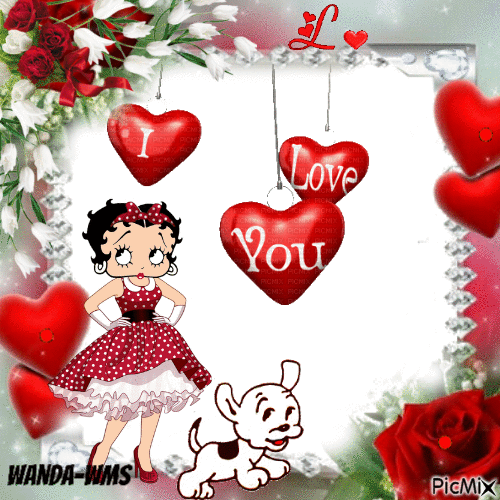Betty Boop-valentines-love-hearts - Nemokamas animacinis gif