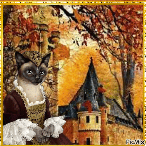 Reine-chat et son château - Animovaný GIF zadarmo