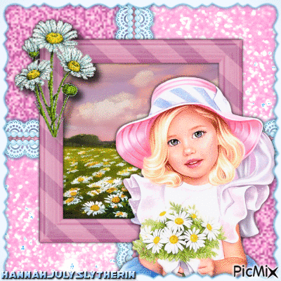 ♦Girl holding Daisies♦ - Free animated GIF