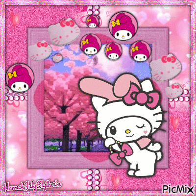 {♥}My Melody dressed as Hello Kitty{♥} - Zdarma animovaný GIF