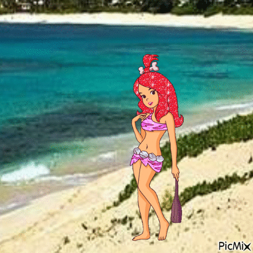 Pebbles the beach girl - Gratis animerad GIF