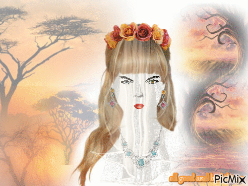 woman africa tree flowers - Ingyenes animált GIF