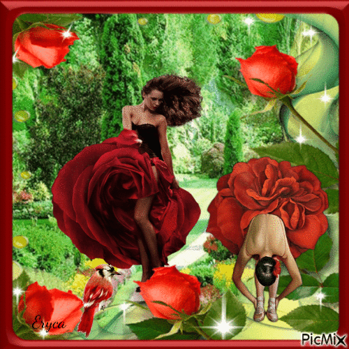 Le ballet des roses ( femmes fleurs ) - GIF animate gratis