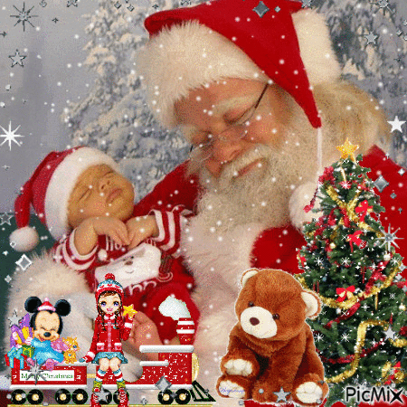 Le Père Noël et un enfant - GIF animé gratuit