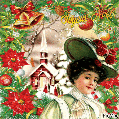 Joyeux Noël - Portrait vintage. - Zdarma animovaný GIF