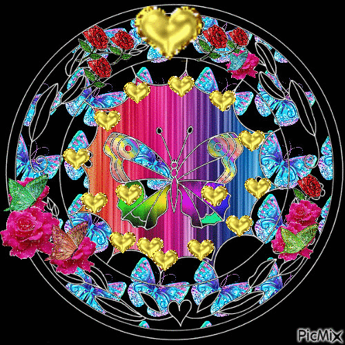Borboleta arco-íris - Бесплатный анимированный гифка
