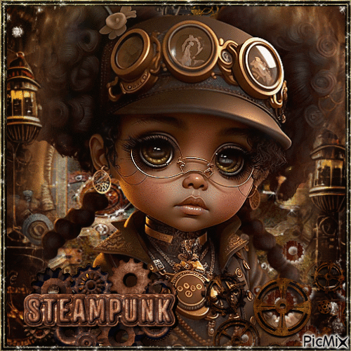 Steampunk - Little - Girl - Brown - Zdarma animovaný GIF