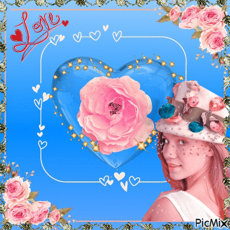 Rosa Rosen mit Dame in rosa - GIF animado grátis