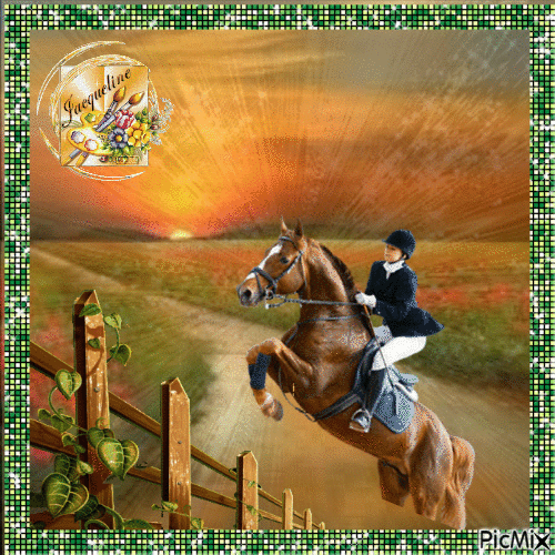 belle cavalière sur son beau cheval - Darmowy animowany GIF