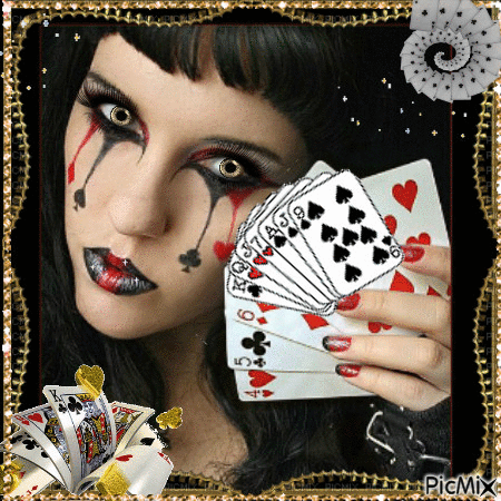 La joueuse de cartes - Gratis animeret GIF