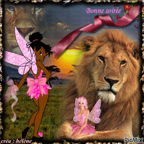 fée avec ses lions - Darmowy animowany GIF