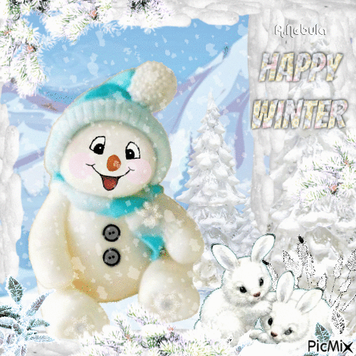 snowman-Happy Winter - Безплатен анимиран GIF