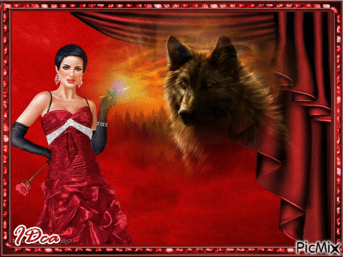 La dame rouge et le loup - Безплатен анимиран GIF