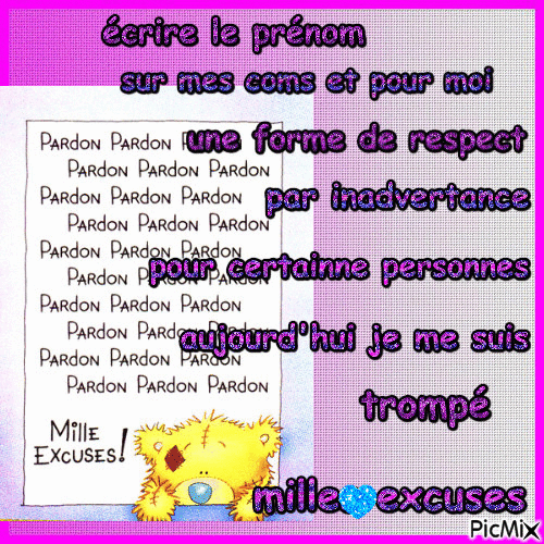 mille excuses - Free animated GIF