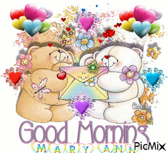TWO LITTLE BEARS, GOOD MORNING HEARTS, AND STARS OF ALL COLORS AND A FEW SPARKLES. - Gratis geanimeerde GIF