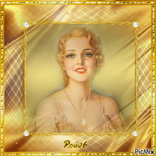 POTRAIT OF A VINTAGE WOMAN IN GOLD - Free animated GIF