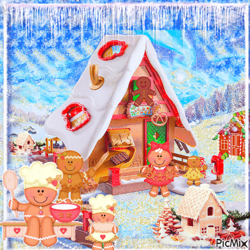 Gingerbread Happy winter - Бесплатный анимированный гифка