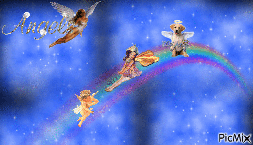 L'arc en ciel et les anges - GIF animado gratis