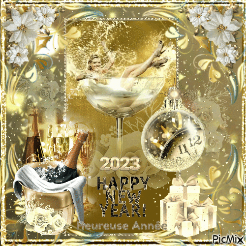 BONNE ET HEUREUSE ANNEE 2023 ! HAPPY NEW YEAR 2022 ! - GIF เคลื่อนไหวฟรี
