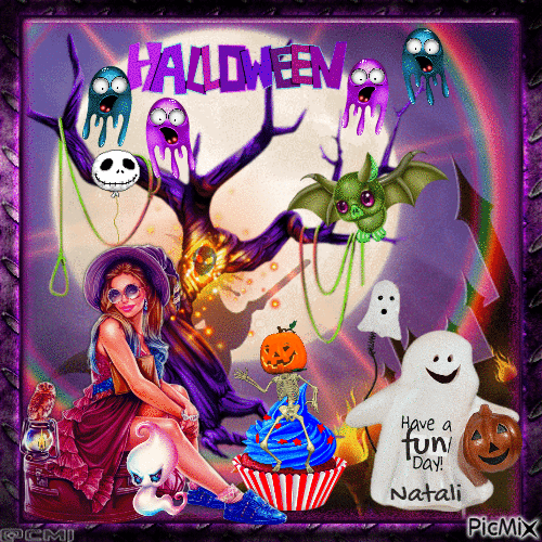 have a good day friends and happy Halloween - GIF animado grátis