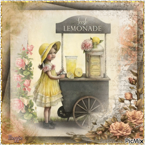 lemonade sales girl - GIF animado grátis