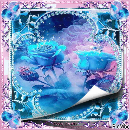 Art numérique - Rose bleue - Δωρεάν κινούμενο GIF