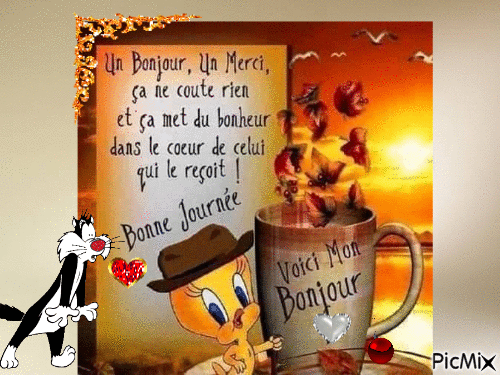 merci et bonjour - Darmowy animowany GIF