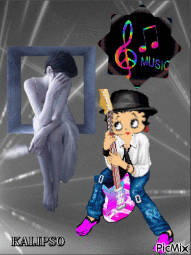 Betty and music - Free animated GIF