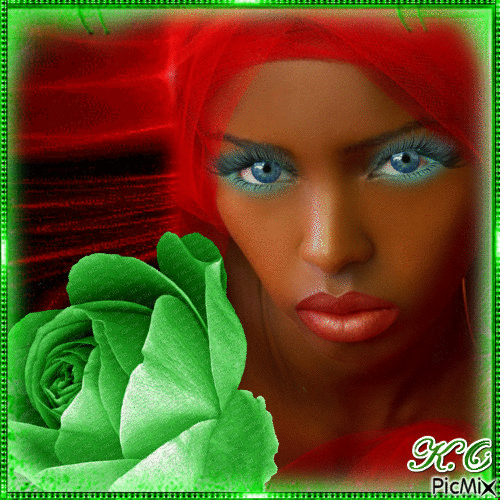 kobieta,czerwony ,zielony - Бесплатный анимированный гифка