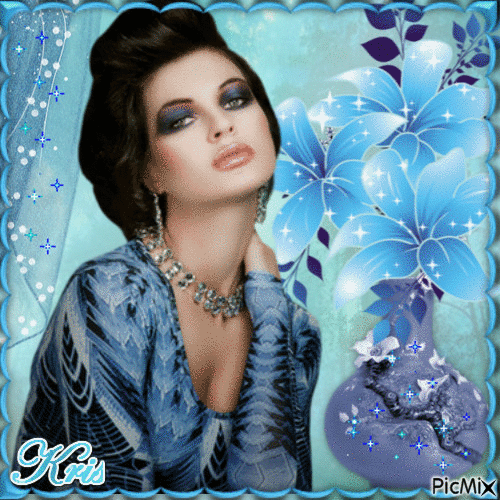 Portrait bleuté - Gratis geanimeerde GIF