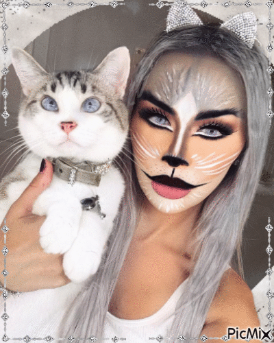Maquillage chat. - GIF animé gratuit