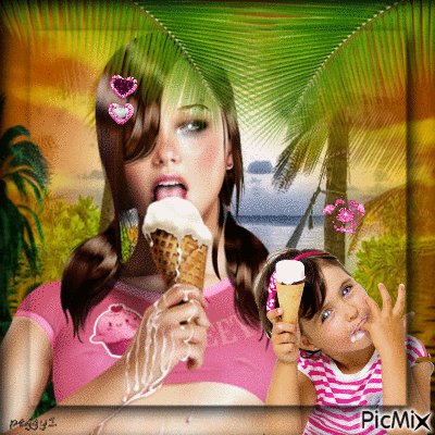 ice cream on the beach...mm mm - GIF animé gratuit
