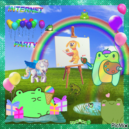 froggy birthday party!! - GIF animate gratis