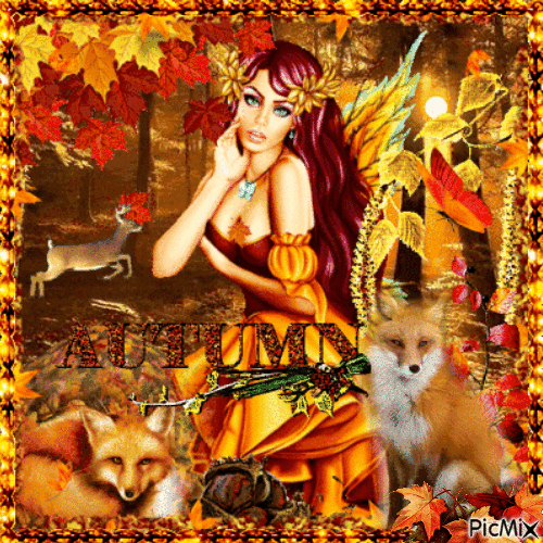 Woman and foxes - Darmowy animowany GIF