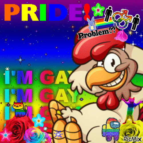gay chicken ... HAPP PRIDE ! - Free animated GIF
