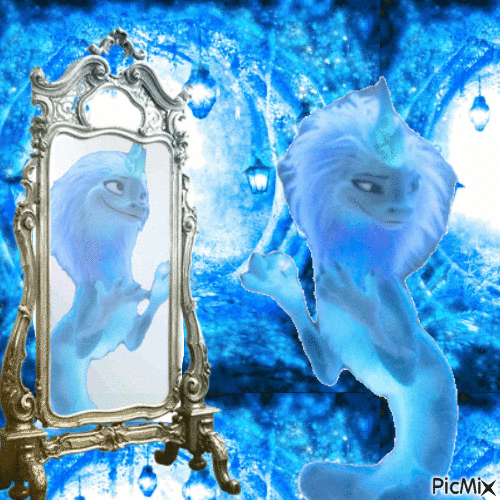 Sisu talking to herself in a mirror - Gratis animeret GIF