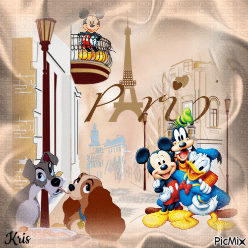 Mickey, Minnie et leurs amis à Paris - GIF animate gratis